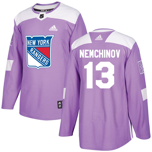 Adidas Rangers #13 Sergei Nemchinov Purple Authentic Fights Cancer Stitched NHL Jersey - Click Image to Close